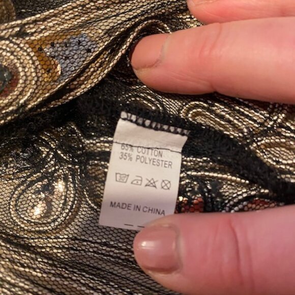 Simple Couture Women's Black Sheer Gold Sequins Decorative Ribbons Top Jacket L - Picture 9 of 9